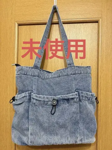 미사용 데님 토트백 외 포켓 부착 빈티지 워시 가공 데님