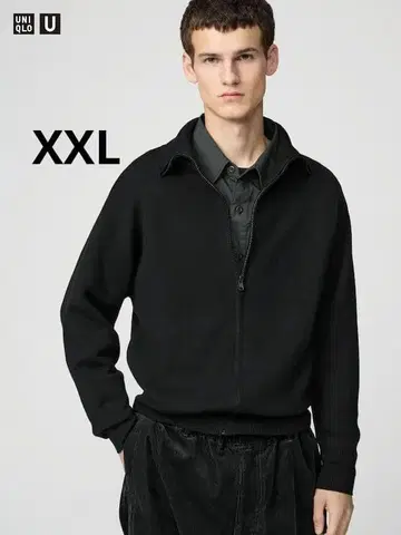 UNIQLO U 25AW 더블 페이스 풀 지퍼 자켓 블랙 XXL