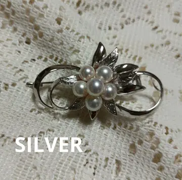 펄 6개 플라워 SILVER 브로치