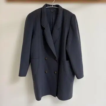 울 90% 더블 코트 네이비 고급 소재 라무 x 메리노 혼방