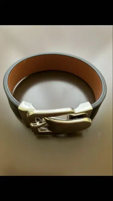 ear PAPILLONNER 천연 가죽 소재 가죽 벨트 뱅글 블랙