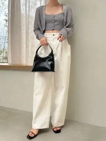 snidel 택 포함 새상품 턱 와이드 데님 팬츠 화이트