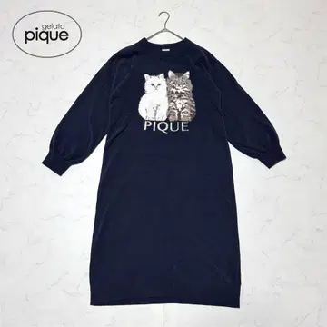 gelate pique 트윈캣 자카드 원피스 네이비