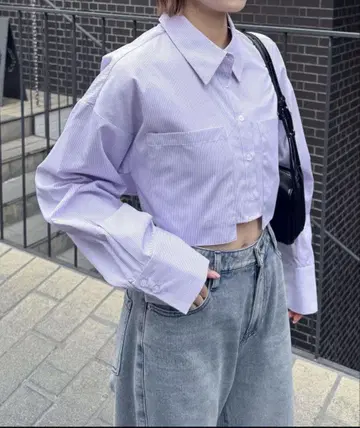 mline 크롭 숏 셔츠