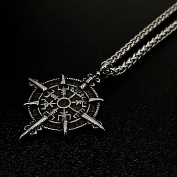 빈티지 실버 바이킹 로프 체인 목걸이 펜던트