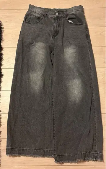 다크 그레이 와이드 레그 데님