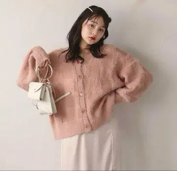 muguet shaggy knit ensemble pink