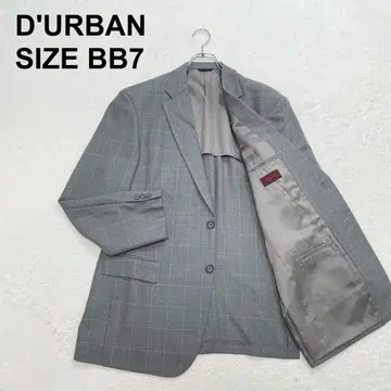 더반 테일러드 자켓 린넨 혼방 체크 무늬 백 오픈 일본제 (141)