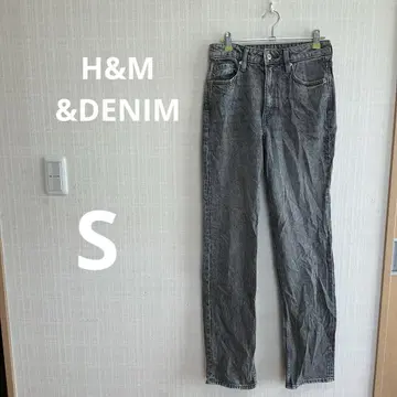 [ H&M ] &DENIM 케미컬 워시 슬림 스트레이트 청바지 US2