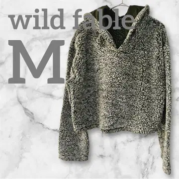 한정판 wild fable [ M ] 플리스 후드티 M 그레이/올리브