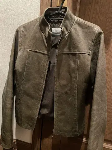올리브 그린 가죽 싱글 라이더 자켓 소가죽 100%