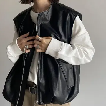 미사용 FASHIRU synthetic leather vest 베스트