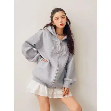 다리치 아플리케 DD 로고 후드티
