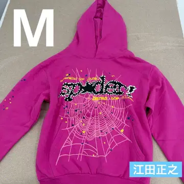 SP5DER 핑크 후드 부착 후드티 M