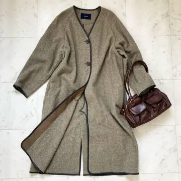 새상품급 프레임워크 파이핑 코트 자켓 36 노카라 카키