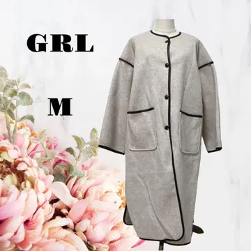 GRL [그레일] [M] 베이지 롱 코트 오샤레 오픈 프론트