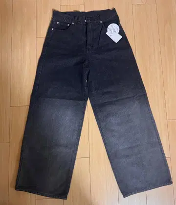 다크 그레이 와이드 레그 데님 팬츠 L