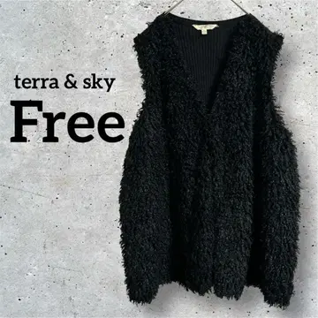 terra & sky 베스트 니트 스웨터 블랙 [프리] 빅 사이즈