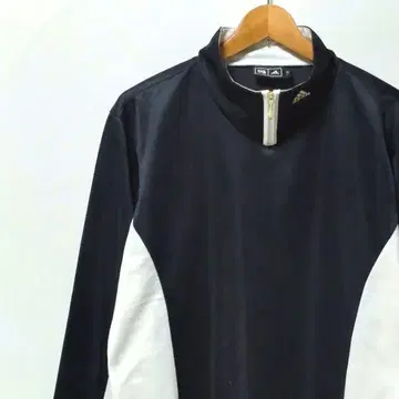 adidas 남성용 골프 스포츠 하이넥 셔츠 블랙/화이트 L