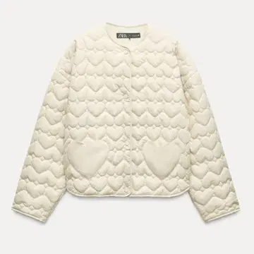 2024AW 자라 ZARA 하트 퀼팅 자켓 에크루 화이트 아이보리