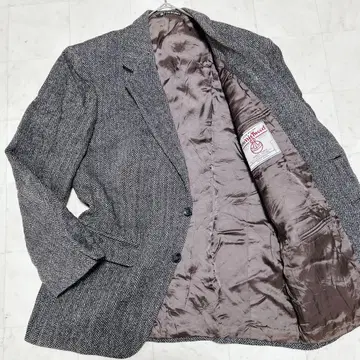 해리스 트위드 테일러드 자켓 엘보 패치 싸개 버튼 헤링본