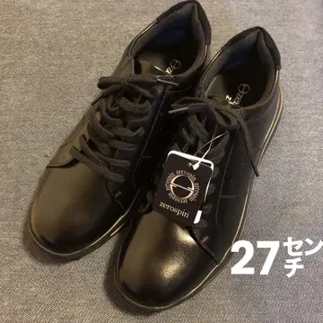 [ 택 포함 미사용 새상품 ] 제로 핑 천연 가죽 블랙 스니커즈 27cm