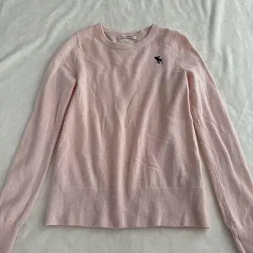 아베크롬비 앤 피치 로고 캐시미어 100% 핑크 니트