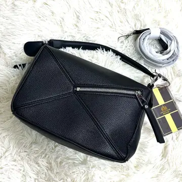 새상품 LANSEDUOJIAO 퍼즐백 2way 숄더 가죽 블랙