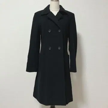 LUIEZ [루이즈] [M] 더블 브레스트 롱 코트 블랙 울 일본제