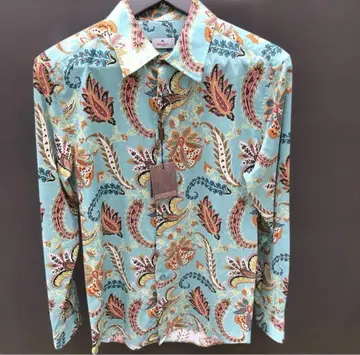 ETRO 페이즐리 무늬 긴팔 셔츠 스카이블루
