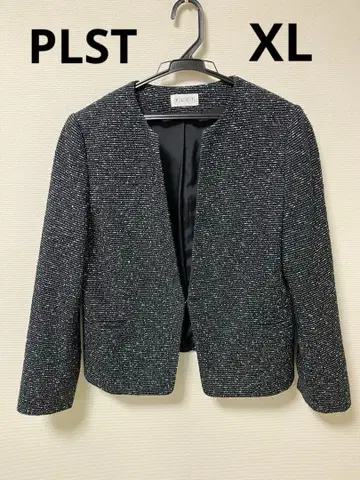 [ 새상품급 ] PLST 플라스테 트위드 노칼라 자켓 블랙과 화이트