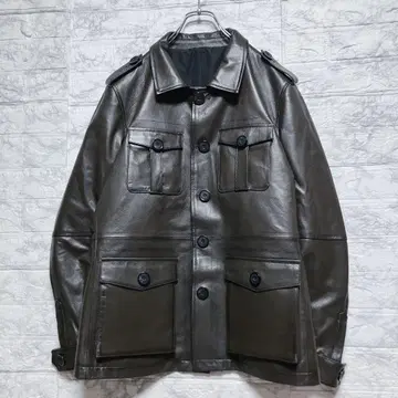 양가죽 가죽 자켓 다크 브라운 빅 단추 한자 각인 단추 새상품급