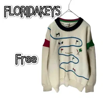 FLORIDAKEYS 골프 코스 자수 스웨터 프리 사이즈