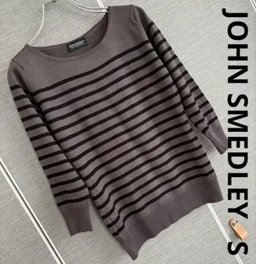 [ 새상품급 ] JOHN SMEDLEY 브라운 스트라이프 니트 S 영국제