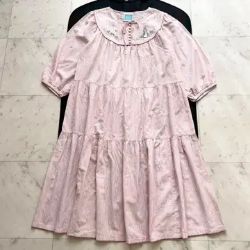 PINKHOUSE 피터 토끼 자수 티어드 원피스 핑크