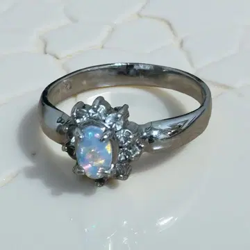 오팔 실버 반지 꽃 디자인