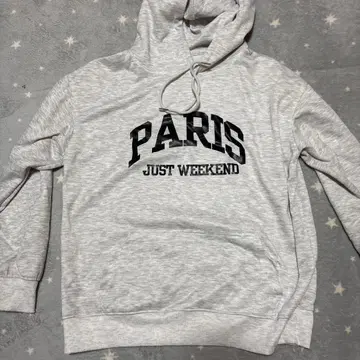 PARIS JUST WEEKEND 후드 부착 후드티 그레이
