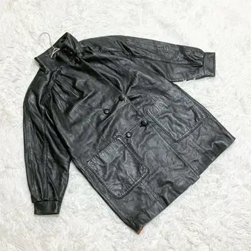 [샤이닝 하트] (F) 스탠드 카라 라무 가죽 자켓 더블 버튼