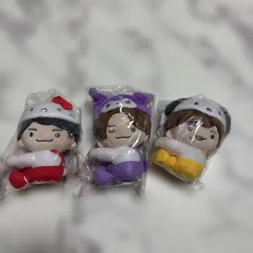 봉제 인형 3개 세트 캐릭터 모자 포함