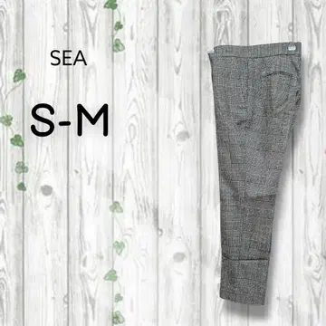 SEA 울 체크 스트레치 센터라인 슬랙스 그레이