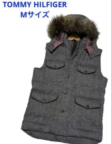 타미힐피거 다운 베스트 다운 55% 페더 45% 후드 퍼 탈부착 가능