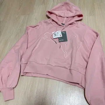 새상품 PUMA 여성용 루즈핏 디자인 긴팔 후드티 M 사이즈 핑크