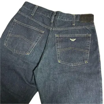 새상품급/W33/L/아르마니 데님 팬츠 메탈 이글 로고 버튼 다크 네이비