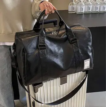 블랙 보스턴 백 합성 피혁
