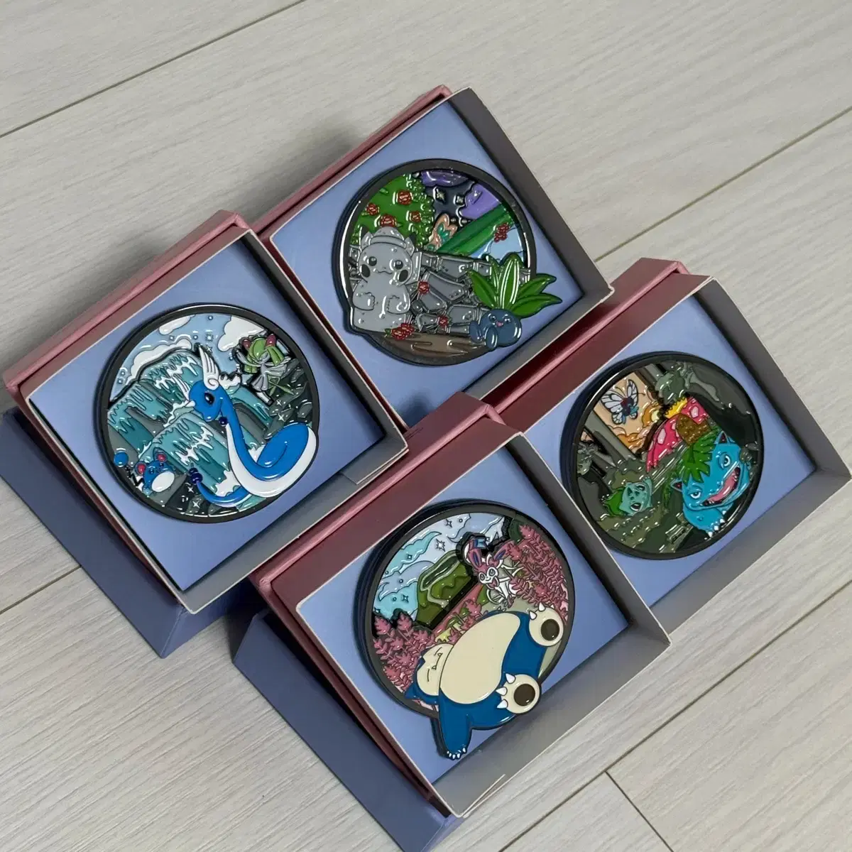 Pokemon Jeju Island Pop-up Roulette Pin Badge Set Shin-nyong Harubang Pikachu Snorlax Venusaur
