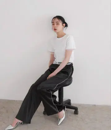 LIAN 사이드 라인 새틴 이지 팬츠