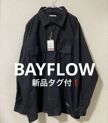 택 포함 새상품 [ BAYFLOW ] 다크 네이비 오버 사이즈 긴팔 셔츠