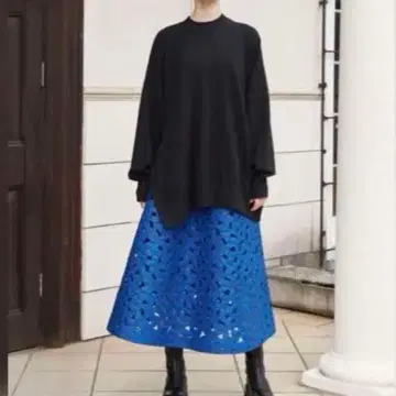 새상품급! 코엘 플라워 퀼팅 스커트 용아 파랑 S