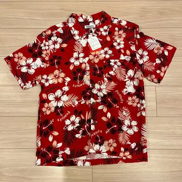 새상품! 스누피 PEANUTS 알로하 셔츠 L 사이즈 빨간색