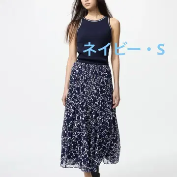 UNIQLO 쉬폰 캉캉 스커트 네이비 S